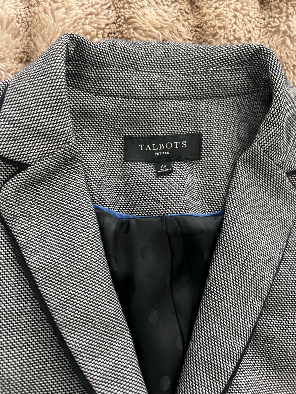 Talbots Gray Blazer with Black Piping Trim - Picture 3 of 7